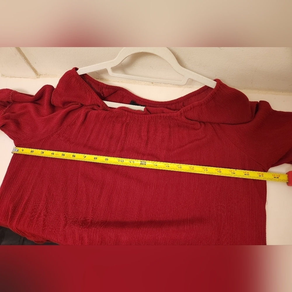 GNW Romantic Flowy Red/Fuschia Hippie 3/4 Flare-Sleeve Top Sz Large - Picture 7 of 7